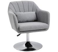 HOMCOM Stylish Retro Linen Swivel Tub Chair Steel Frame Cushion Seat Light Grey