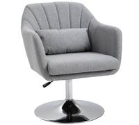 HOMCOM Stylish Retro Linen Swivel Tub Chair Steel Frame Cushion Seat Light Grey | TJ Hughes