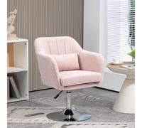 HOMCOM Stylish Retro Linen Swivel Tub Chair Steel Frame Cushion Seat Pink