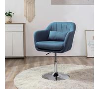 HOMCOM Stylish Retro Linen Swivel Tub Chair Cushion Wide Seat Blue, Blue