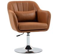 Homcom Stylish Retro Swivel Tub Chair Steel Frame Cushion Seat Dark Brown Brown