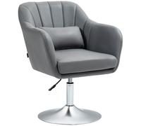 HOMCOM Stylish Retro Swivel Tub Chair Steel Frame Cushion Seat Dark Grey, Grey