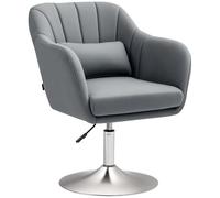 HOMCOM Stylish Retro Swivel Tub Chair Steel Frame Cushion Seat Dark Grey HOMCOM Dark Grey
