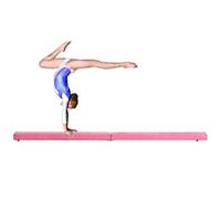 HOMCOM Suede Upholstered Wooden Folding Balance Beam Trainer Pink