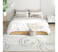 HOMCOM Swirl Pattern Washable Rug, Allergy-Friendly Floor Carpet, Cream - Cream - 230L x 160W x 1H cm