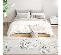 Homcom Swirl Pattern Washable Area Rug, Allergy-Friendly Floor Carpet, Cream Cream 160cm x 230cm