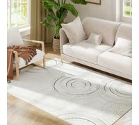 HOMCOM Swirl Pattern Washable Rug - Allergy-Friendly Floor Carpet - Cream - 170 cm | TJ Hughes