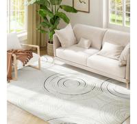 HOMCOM Swirl Pattern Washable Rug - Allergy-Friendly Floor Carpet - Cream - 230 cm | TJ Hughes