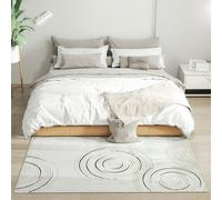 HOMCOM Swirl Pattern Washable Rug, Allergy-Friendly Floor Carpet, Cream - Cream - 170L x 120W x 1H cm