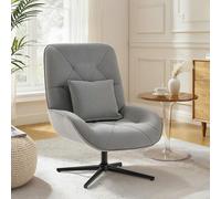 HOMCOM Swivel Accent Chair, Chenille Armchair with Lumbar Pillow - Accent Chair - Grey