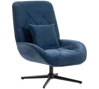 (Blue) HOMCOM Swivel Accent Chair, Chenille Armchair with Lumbar Pillow