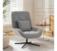 HOMCOM Swivel Accent Chair, Chenille Armchair with Lumbar Pillow, Light Grey HOMCOM Light Grey Armchair