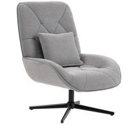 Homcom Swivel Accent Chair, Chenille Armchair With Lumbar Pillow, Light Grey Light Grey