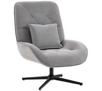HOMCOM Swivel Accent Chair, Chenille Armchair with Lumbar Pillow - Accent Chair - Grey