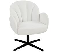 HOMCOM Swivel Accent Chair, Shell-Shaped Armchair with Spring Cushion, Metal Base, Cream White