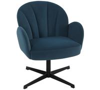 HOMCOM Swivel Accent Chair, Shell-Shaped Armchair with Spring Cushion, Metal Base, Dark Blue