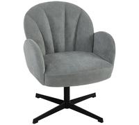 HOMCOM Swivel Accent Chair, Shell-Shaped Armchair with Spring Cushion, Metal Base, Grey