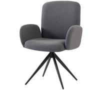HOMCOM Swivel Accent Chair, Upholstered Linen-Look Armchair with Curved Backrest, Wrapped Armrests for Living Room, Grey