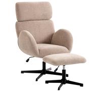 HOMCOM Swivel Armchair with Footstool, Rocking Accent Chair in Light Brown HOMCOM Light Brown Armchair