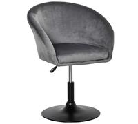 HOMCOM Swivel Bar Stool Fabric Dining Chair Dressing Stool with Tub Seat, Back, Adjustable Height, Grey Aosom UK