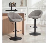 HOMCOM Swivel Bar Stools Set of 2 Height Adjustable Bar Chairs - Grey | TJ Hughes