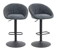 HOMCOM Swivel Bar Stools Set of 2 Height Adjustable Bar Chairs Grey