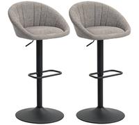 Homcom Swivel Bar Stools Set Of 2 Height Adjustable Bar Chairs In Grey Grey