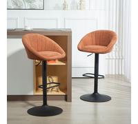 HOMCOM Swivel Bar Stools Set of 2 Height Adjustable Bar Chairs Orange