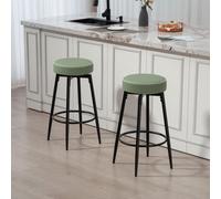 HOMCOM 360° Swivel Bar Stools Set of 2 - PU Leather Barstools with Footrest - Green | TJ Hughes