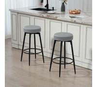 HOMCOM Swivel Bar Stools Set of 2, PU Leather Barstools with Footrest, Grey