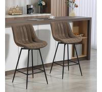 HOMCOM Swivel Bar Stools Set of 2, PU Leather Upholstery - Brown
