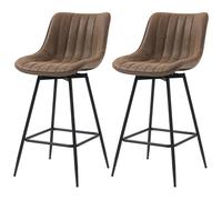 HOMCOM Swivel Bar Stools Set of 2, PU Leather Upholstery, Brown