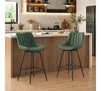 HOMCOM Swivel Bar Stools Set of 2, PU Leather Upholstery, Dark Green HOMCOM Dark Green