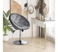 HOMCOM Velvet Button Tufted Swivel Dining Height Adjustable Armless Tub Chair Grey, Grey