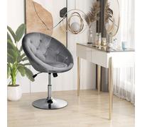 HOMCOM Swivel Dressing Stool, Velvet-feel Upholstered Vanity Chair, Adjustable H