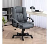 HOMCOM Swivel Executive Office Chair Mid Back PU Leather Chair w/ Arm in Dark Grey HOMCOM Dark Grey