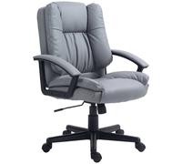 Homcom Swivel Executive Office Chair Mid Back Pu Leather Chair W/ Arm In Light Grey Light Grey