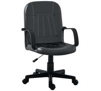HOMCOM Swivel Executive Office Chair, PU Leather Computer Desk Chair with Adjustable Height, Wheels Black