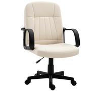 HOMCOM Swivel Executive Office Chair, PU Leather Computer Desk Chair with Adjustable Height, Wheels Cream