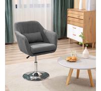 HOMCOM Swivel Linen Fabric Accent Chair for Living Room Contemporary Vanity Armchair with Adjustable Height Thick Cushion Lumbar Support Armrest for Bedroom Office Dark Grey Dark Grey