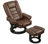 HOMCOM Swivel Manual Recliner and Footrest Set PU Leather Chair Brown | TJ Hughes
