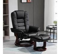 HOMCOM Swivel Manual Recliner and Footrest Set PU Leather - Black - PU leather, Sponge, Steel - 85cm x 82cm x 106cm