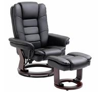 HOMCOM Swivel Manual Recliner and Footrest Set PU Leather - Black - PU leather, Sponge, Steel - 85cm x 82cm x 106cm