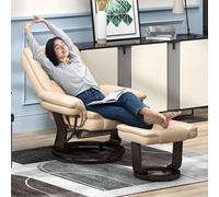 Homcom Swivel Manual Recliner And Footrest Set Pu Leather Lounge Chair Beige, White