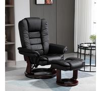 HOMCOM Swivel Manual Recliner Footrest Set PU Leather Lounge Black