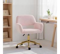 HOMCOM Swivel Office Chair, Vanity Desk Chair with Adjustable Height, Wheels, Pink