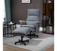 HOMCOM Swivel Massage Recliner Chair with Footstool, Remote Control, Steel Base, Cat Scratch Resistant, Grey Aosom UK