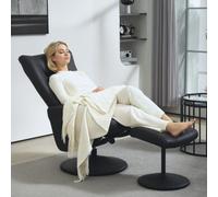 Homcom Swivel Recliner Chair With Footstool And Adjustable Back, Black