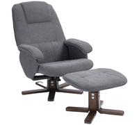 Homcom Swivel Recliner Chair With Footstool And Wooden Base, Grey