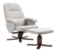 HOMCOM Swivel Recliner Chair with Footstool and Wooden Base - Light Grey | TJ Hughes
